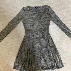 Guess black with gold metallic skater dress XS